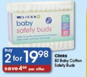 Clicks 80 Baby Cotton Safety Buds-2's