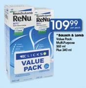 Bausch & Lomb Value Pack Multi Purpose-360ml Plus 240ml Per Pack