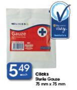 Clicks Sterile Gauze-75mmx75mm Each