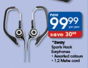 Sway Sports Hook Earphones-Per Pair
