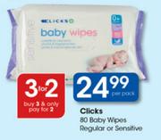 Clicks Baby Wipes Regular Or Sensitive-80's Per Pack