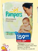 Pampers Premium Care Disposable Nappies Value Pack Mini-72's/Maxi-52's/Junior-44's Per Pack