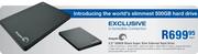 Seagate 2.5" Black Super Slim External Hard Drive-500GB Each