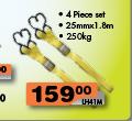 Luggage Straps & Tie Downs 25mmx1.8m(LH41M)-250Kg 4 Piece Set