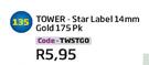 Tower Star Label 14mm Gold 175 Pk(TWSTGO)