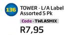 Tower L/A Label Assorted 5 Pk(TWLA5MIX)