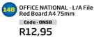 Office National L/A File Red Board A4 75mm(ON58)
