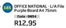 Office National L/A File Purple Board A4 75mm(ON54)