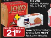 Joko Tagless Teabags 100's & 200gm Moir's Tea Lovers Biscuits