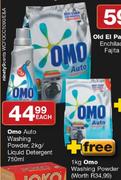 Omo Auto Washing Powder, 2Kg/Liquid Detergent-750ml Each