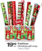 Traditions Christmas Gift Wrap(5mX70cm)-Each