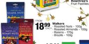 Walkers Roasted Nuts 100g, Roasted Almonds-100g, Raisins-170g, Brazils-100g Each