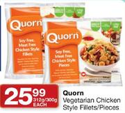 Quorn Vegetarian Chicken Style Fillets/Pieces-312gm/300gm Each
