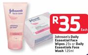 Johnson's Daily Essential Face Wipes-25's Or Daily Essential Face Wash-125ml Each