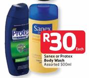 Sanex Or Protex Body Wash Assorted-500ml Each