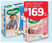 Huggies Gold Boy Or Girl Size 3 72's / Size 4 60's / Size 4+ 54's / Size 5 50's Per Pack