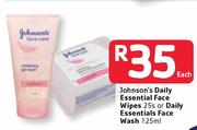 Johnson's Daily Essential Face Wipes 25's Or Daily Essential Face Wash 125ml Each