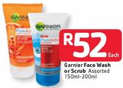Garnier Face Wash 150ml Or Scrub 200ml-Each