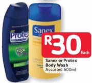 Sanex Or Protex Body Wash Assorted-500ml Each