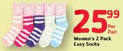 Women's 2 Pack Cosy Socks-Per Pair
