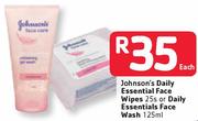 Johnson's Daily Essential Face Wipes 25s Or Face Wash 125ml Each