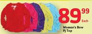 Women's Bow PJ Top-Each