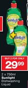 Sunlight Dishwashing Liquid-2x750ML