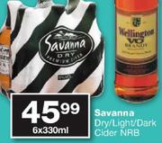 Savanna Dry/Light/Dark Cider NRB-6x330ML