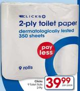 Clicks 9 Toilet Rolls 2-Ply