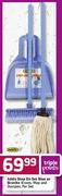 Addis Step On Set Blue Or Granite Broom, Mop And Dustpan-Per Set