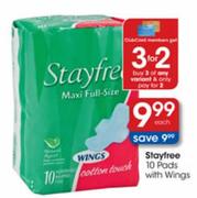 Stayfree with Wings-10 Pads each