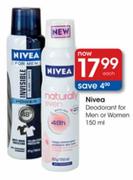 Nivea Deodorant for Men or Women-150ml each
