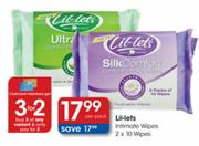 Lil-Lets Intimate Wipes-2 x 10 wipes per pack