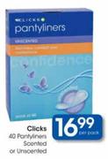Clicks 40 Pantyliners Scented Or Unscented-Per Pack