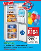 Hisense 270 Ltr Gross Combi Fridge