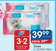 Clicks Baby Wipes-2x80's