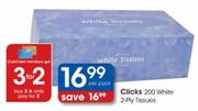 Clicks White 2 Ply Tissue-200's Pack