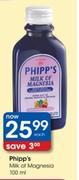 Phipp's Milk Of Magnesia-100ml Each