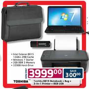 Toshiba B815 Notebook+Bag+3-in-1 Printer+8GB USB