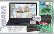 Toshiba Core i3 II Notebook + Built-in Webcam + Colour Printer + Notebook Bag + Digital Camcorder