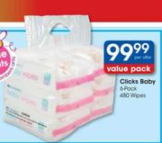  Clicks Baby 6-Pack 480 Wipes