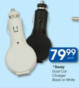 Sway Dual Car Charger Black Or White