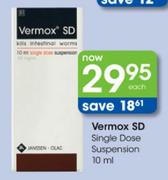 Vermox SD Single Dose Suspension-10ml Each