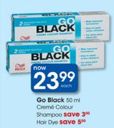 Go Black Creme Colour Shampoo/Hair Dye-50ml Each