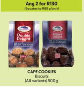 Cape Cookies Biscuits (All Variants)-For Any 2 x 500g