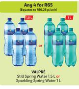 Valpre Still Spring Water 1.5L Or Sparkling Spring Water 1L-For Any 4