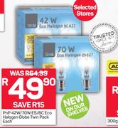 PnP 42W/70W ES/BC Eco Halogen Globe Twin Pack-Each