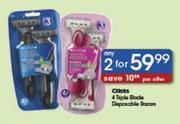 Clicks 4 Triple Blade Disposable Razors-2's