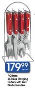 Clicks 24-Piece Hanging Cutlery With Red Plastic Handles-Per Set