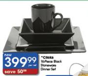 Clicks 16-Piece Black Stoneware Dinner Set-Per Set